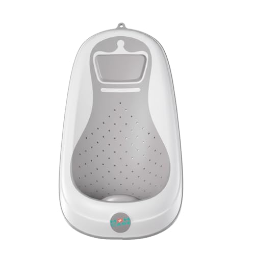 Image of MOM CARE Foldable Baby Bath Support Seat for Newborn (0-6 Months) | Anti-Slip Silicone Baby Bather | Ergonomic Infant Bath Seat for Sink, Tub & Floor | Portable Newborn Bath Support Chair | Grey