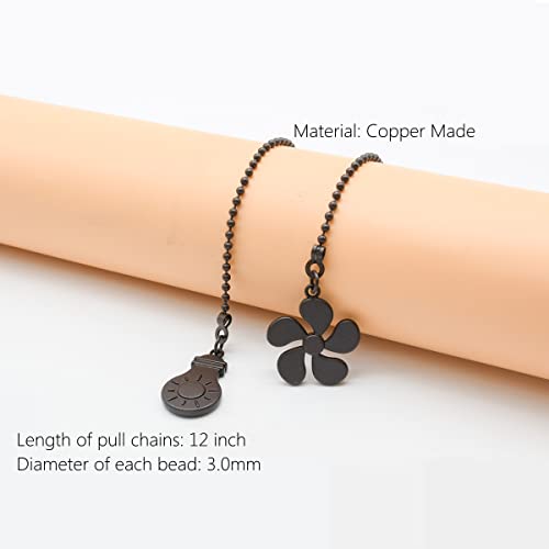 Image of DAYONE Ceiling Fan Pull Chain Kit - Bulb and Fan Pattern Extension Pendant 4PCS 12 Inch Extender With Ball Connector (ORB)