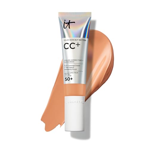 Image of IT Cosmetics CC+ Cream - Natural Full Coverage Foundation With SPF 50+, Color Corrector & Anti-Aging Hydrating Serum, Hyaluronic Acid + Peptides, Lightweight Up To 24H Wear, All Skin Types