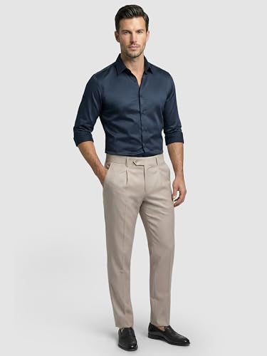 Image of BEYOUNG Regular Fit Formal Satin Shirt for Men | Full Sleeves | Men's Stylish Satin Silk Shirt | Formal Shirt | Buttondown Collar | Satin Solid Shirt for Men