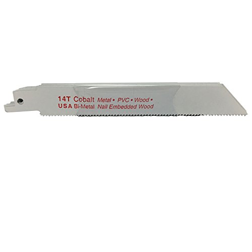 Benchmark Abrasives 6" Bi-Metal Reciprocating Cobalt Saw Blades Set, Flexible 14Tpi Saw Blades For Pruning Cutting Wood, Metal, Plastic, Rubber, Pvc (10 Pack) (14 Tpi) #TOP2