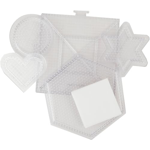 Perler Beads Assorted Small and Large Pegboards for Kid\'s Crafts - (5) clear Perler pegboards, (1) sheet of reusable ironing paper, 6 pcs - Thumbnail 4