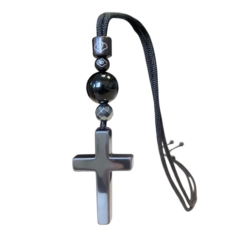 Natural black Tourmaline cross pendant necklace crystal mixing hematite, handmade protection Feng Shui Chakra Tourmaline gemstone Jewelry for Women and Men