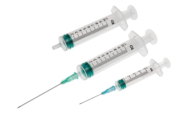 Becton Dickinson (BD) Emerald - Three Piece Disposable Syringe with Needle | 23 G | 1 INCH | 3 ML | Blue | Specialized Design Features Benefit Clinicians | 307753 | Pack of 1, Box of 100