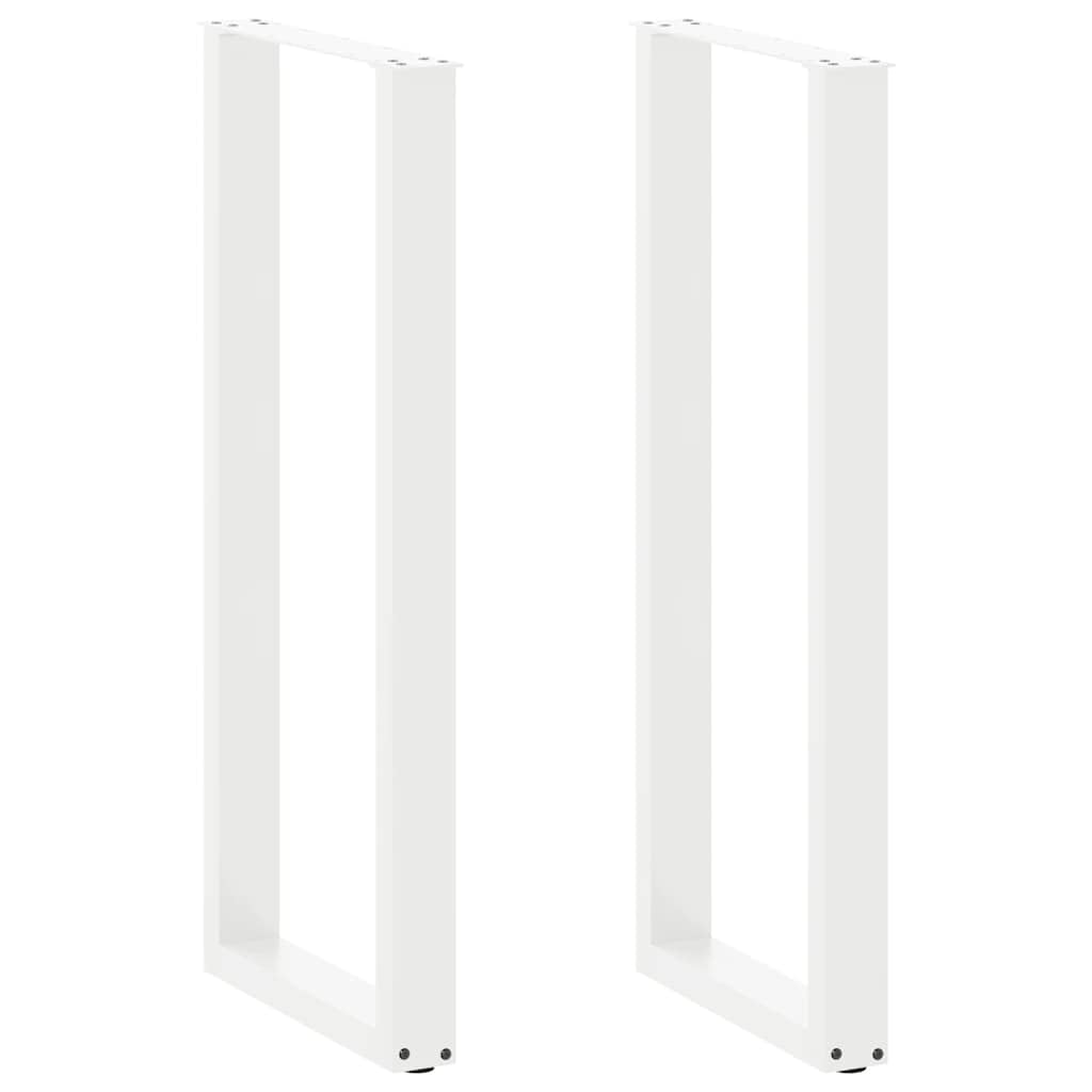 SXZenSpace 2 Pack Bar Table Legs U-Shaped White Powder-Coated Steel 50x110-111 cm Adjustable Feet Heavy-Duty Worktop Support Modern Design for Kitchen Breakfast Dining Office