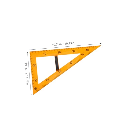Regla triangular magnética de plástico amarillo para pizarra escolar con mango 4