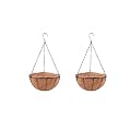 LaLaGreen Hanging Baskets for Plants Outdoor - Hanging Planter with Coco Liners, Black Metal Plant Holder, Flower Baskets