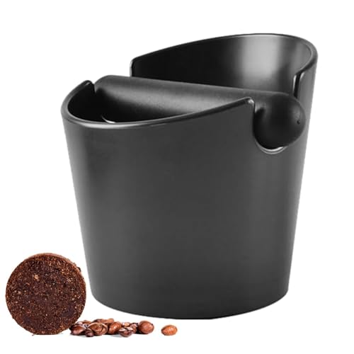 Knock Box, Negro Cajon Posos Cafe, Cubo para Posos de Cafe, Recipiente Posos Cafe Café Molido Recipiente Accesorios Cafe con Barra de Golpe de Metal Extraíble para Cocina Oficina Cafetería