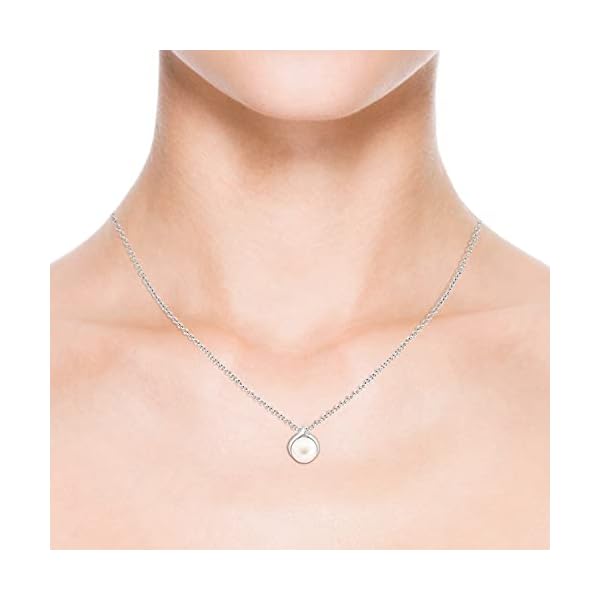 Angara Freshwater Pearl Solitaire Pendant for Women | Round Freshwater Cultured Pearl Diamond Solitaire Pendant Necklace in 14K Solid Gold/Platinum | June Birthday, Gemstone Jewellery Gift - Image 5