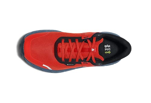 Icebug Mens Arcus BUGrip GTX Trail Running Shoe with Carbide Studded Traction Sole, Midnight/Red, 8.54