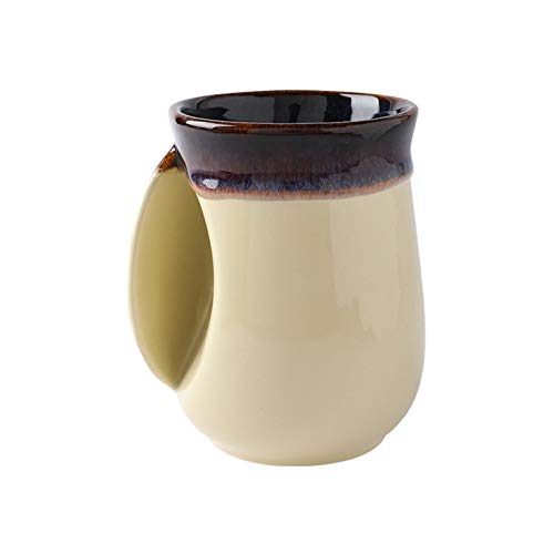 Selamica Porcelain 18oz Novelty Left-handed Handwarmer Mug, Coffee Mug, Tea Mug, gift for family friends and couple - Cream Selamica Porcelain 18oz Novelty Left-handed Handwarmer Mug, Coffee Mug, Tea Mug, gift for family friends and couple - Cream