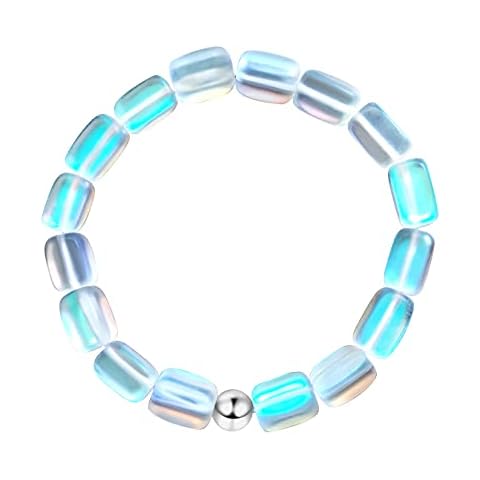 Enchanted Mermaid Glass Bracelet with Long Pebble Shaped Illuminating Beads, glass Cover