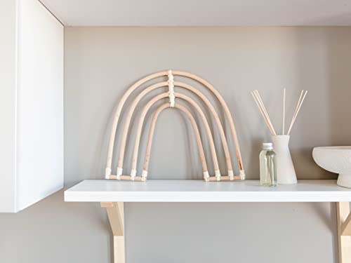 Soboho Bamboo Rainbow Wall Hanging Rattan Wall Decor - Boho Rainbow Decor For Girls Bedroom, Boho Rainbow Classroom Decor, Rainbow Wall Decor, Bohemian Wall Decor, Wicker Wall Decor (11.5In X 14.5In) #TOP2