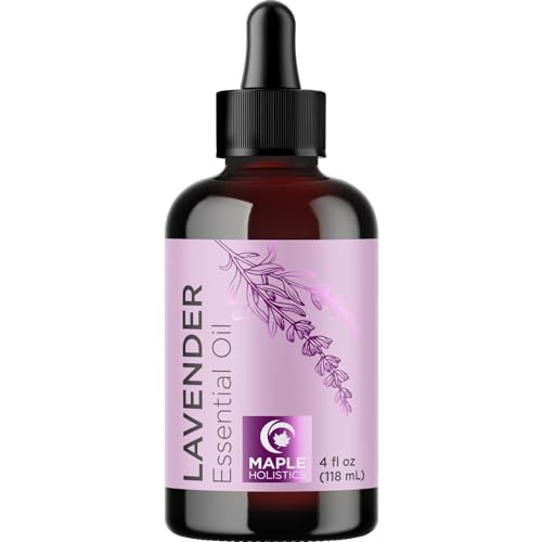 Maple Holistics Lavender Essential Oil, 4oz - Pure Oil for Aromatherapy, Skin, Hair, Nails, Sleep, Relaxation, Diffuser, Humidifier, Topical Use