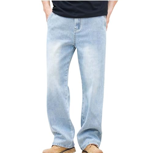 Mens Wide Leg Washed Cowboy Jeans Straight Carpenter Denim Pants Loose Fit Relaxed Big Tall Trousers