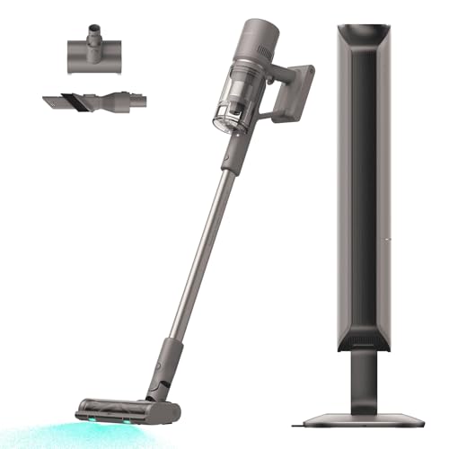 DREAME Z10-W Cordless Vacuum Cleaner with Self-Emptying Base (90 Days), Powerful Suction, Tangle-Free Brush for Pet Hair, 60min Runtime, HEPA Filtration, Cordless Stick Vacuum for Carpets & Hardfloor