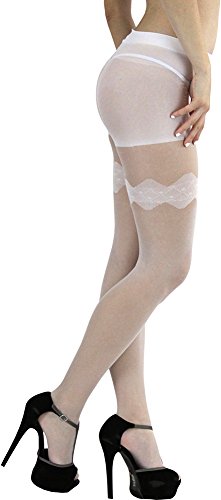 Image of ToBeInStyle Women's Faux Print Suspender Garter Sheers Pantyhose