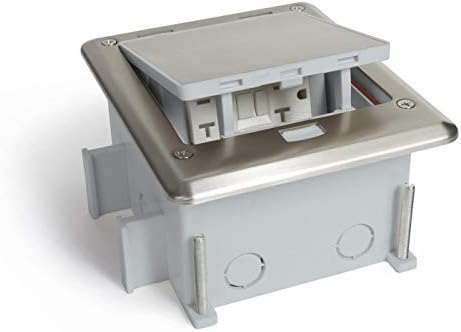 OB-1-SP Outdoor Pop Up Floor Box with GFI Outlet, Stainless Steel Top, Push Button Open | Top Dimensions: 6-7/8" x 5-11/16"