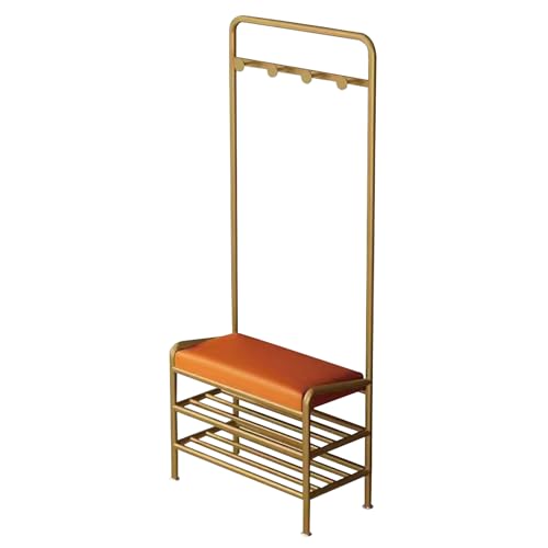Banco de zapatos independiente con asiento acolchado tapizado de almacenamiento, para entrada, pasillo, árbol para sala de estar y dormitorio