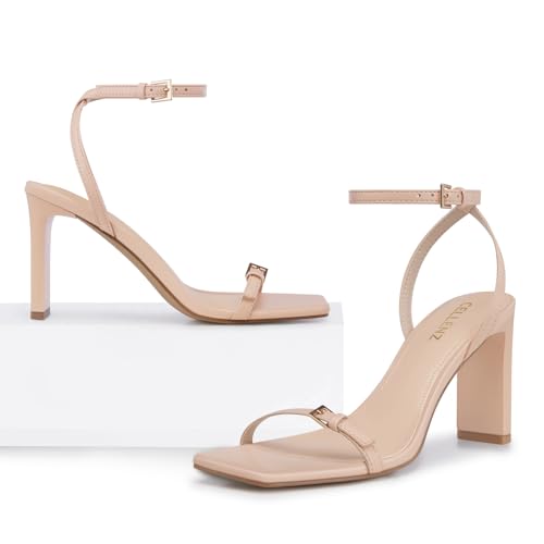 Image of CELLENZ Women Chunky High Heels: Platform Square Comfortable Block Heel | 3.9 Inch Sexy Strappy Open Toe Heels - Summer Formal Commuting Night Prom Party Wedding Comfortable All-day Sandals