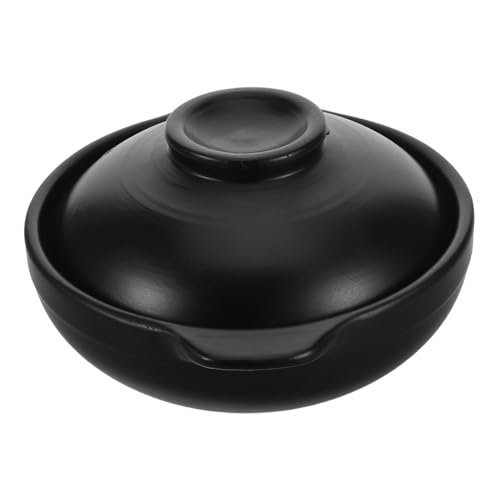 ARTIBETTER Cazuela de Barro Negro con Tapa Olla de de Litio Resistente al Fuego para Cocinar Sopas Guisos y Arroz Cocina Doméstica y Comercial