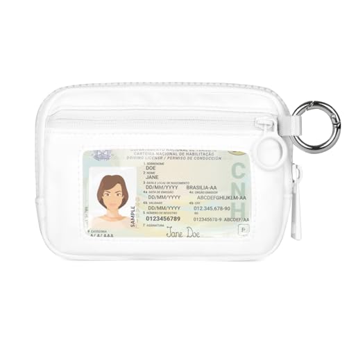 Image of The Iris Wallet Zipper Mini Coin Purse Keychain ID Holder Wallet | Zip Card Case with ID Window Purses for Women Mini Portable Keychain Wallet,White