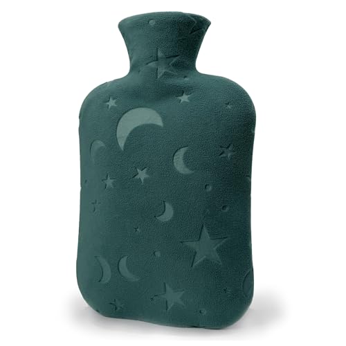 DICEVER Hot Water Bottle with Soft Cover, 2L Hot Water Bag for Menstrual Cramps, Neck and Shoulder Pain Relief, Hot and Cold Therapies, Hand Feet Warmer, Green