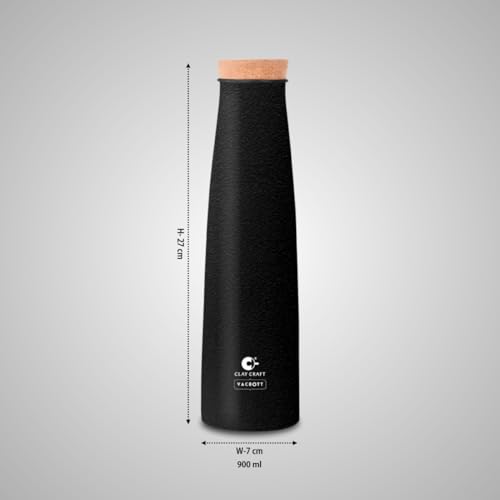 Image of Clay Craft Vacbott Crest Combo Set Single Walled Non Insulated Water Bottle, 900ml, with Single Walled Victor Mug Set of 2 (Black) Steel Bottles for School, Office, Home, Gym, Leakproof, Rust free
