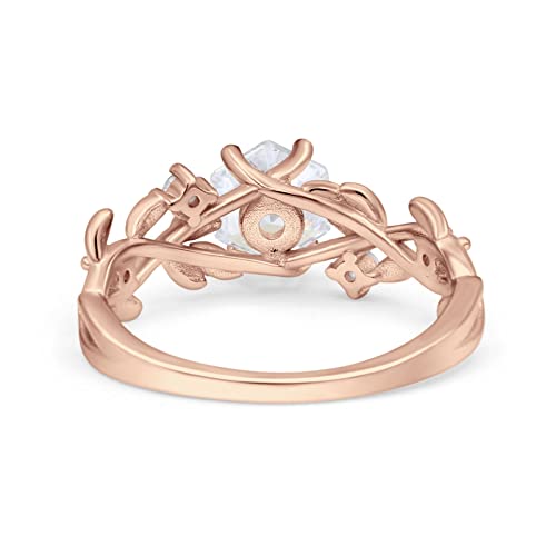 OMRANII Hexagon vintage style Wedding Engagement Ring Round Simulated Cubic Zirconia 925 Sterling Silver3