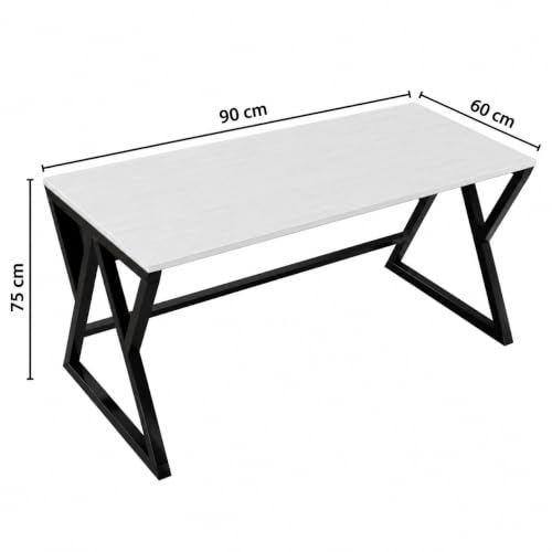 Image of Riyan Luxiwood Daffodil Computer Table in Engineered Wood with Flat Surface, Multi-Usage Laptop Desk & Home Office, Desk Sturdy Gaming Table (White, Small)