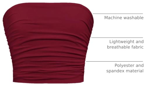 Image of RoseSeek Girl's Ruched Strapless Tube Top Sleeveless Cropped Bandeau Basic Summer Cute Tops for Girls