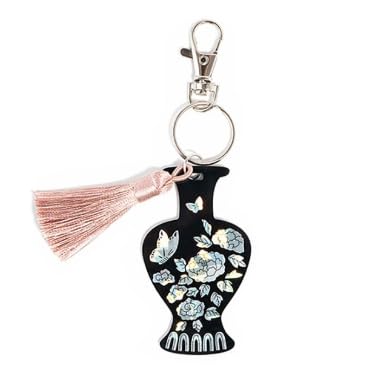 Mother of Pearl Korean Keychain with Tassel – Traditional Korean Charm Key Ring, Bag Charm Souvenir Gift (4 Styles)