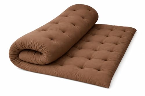 Image of ATOOTFUSION Soft Cotton Quilt | Foldable Light Weight Filled Single Firm Cotton Quilt Mattress| Gadda (Solid Coloured, Sleeping Capacity, 6 x 6 ft or 72 x 72 Inches) Double Bed (Brown)
