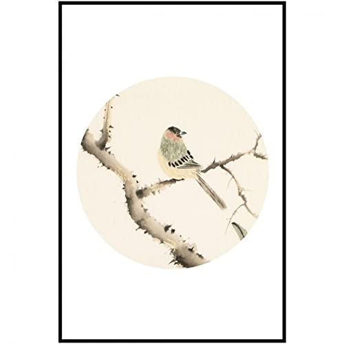 Amazon.co.jp: 中国の水墨画2つの幸せな鳥がブランチに立っています