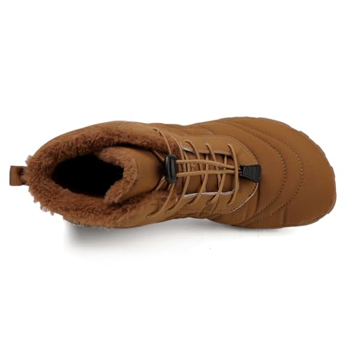 Image of HiGropcore Barefoot Snow Boots for Women Men, Warm Fur Lined Water Repellent Winter Barefoot Shoes, Wide Toe Box Lightweight Outdoor Ankle Boots