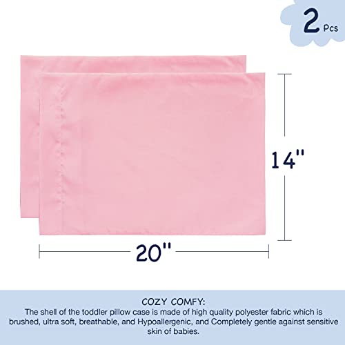 Image of EXQ Home Toddler Pillowcases 13x18 Travel Pillow Case Set of 2, Small Pillow Case Fits Baby Pillow Sized 12x16, 13x18, Kids Pillowcases 2 Pack Machine Washable with Envelope Closure(Pink)