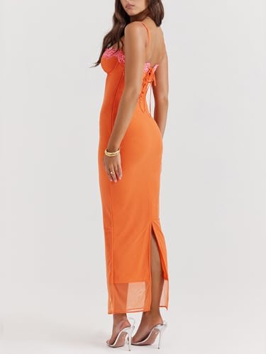 Image of Zebaexf Women Slip Maxi Dress Sleeveless Backless Bodycon Party | Soft stretch fabric, open-back straps, slim bodycon shape, party, prom, vacation and cocktail looks