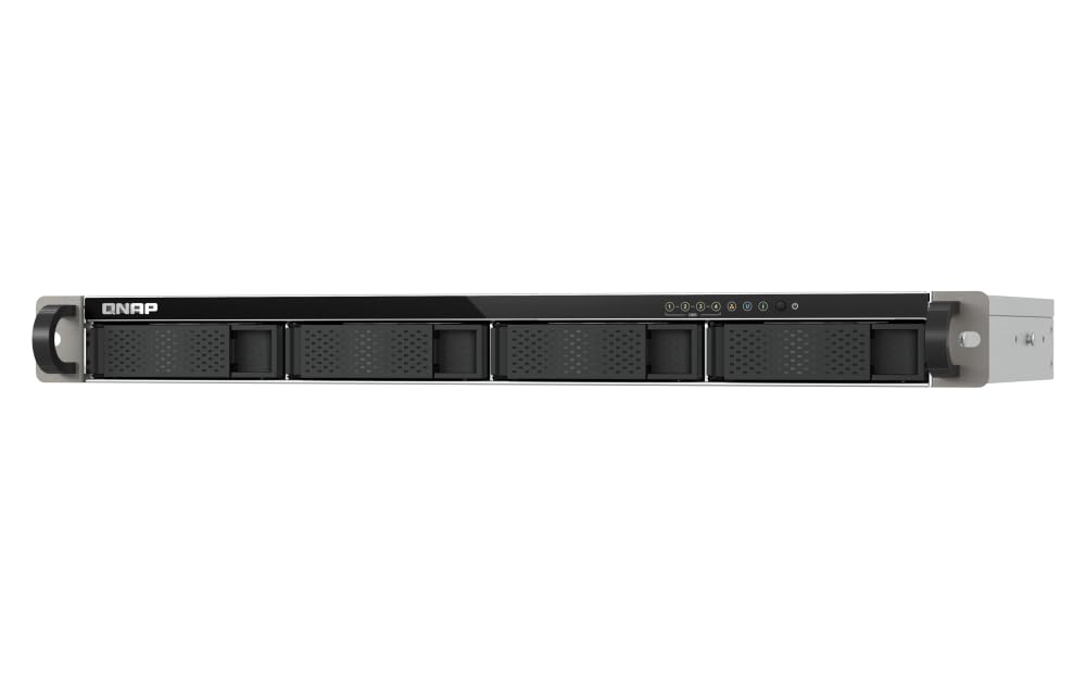 QNAP TS-433eU 4-Bay NAS, 1U Rackmount Design, Short Depth, Edge Storage, File Management, Docker Container