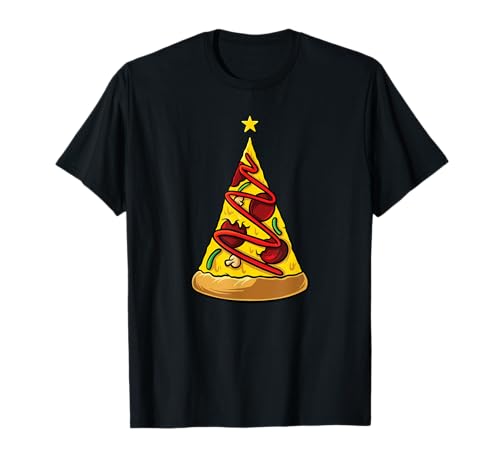 Pizza Árbol de Navidad Luces de Navidad Italia Camiseta