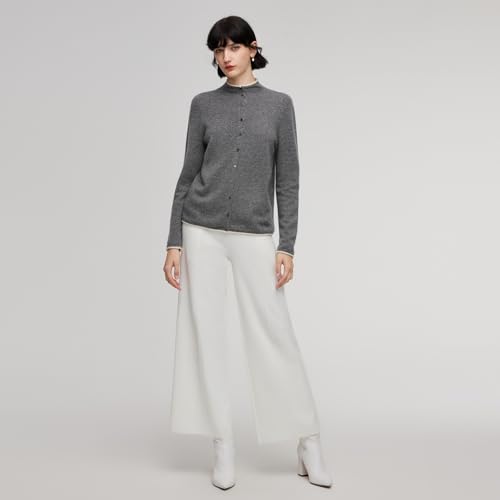 Image of GOELIA Pure Cashmere Wool Cardigans Womens Sweaters Trendy Long Sleeve Button Down Cozy Loose Fit Knit Going Out Tops