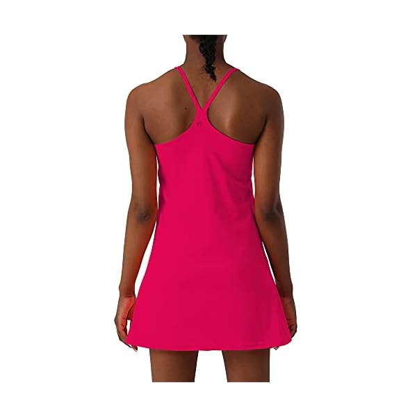 MCEDAR Exercise Tennis Dress for Women Athletic Golf Dress Built-in Bra with Shorts Pockets Workout Active Sportswear Pink/0