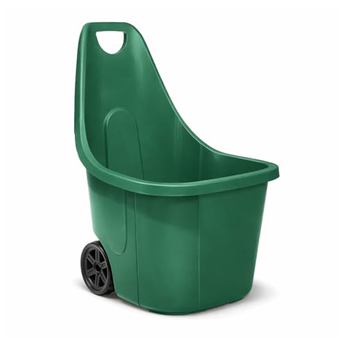 Paluplus Trolley da Giardino con Maniglia, Carrello con Ruote Portatutto, colore Verde, Capacità 60 litri, Praticità e Resistenza per i Tuoi Lavori all'Aperto -912F