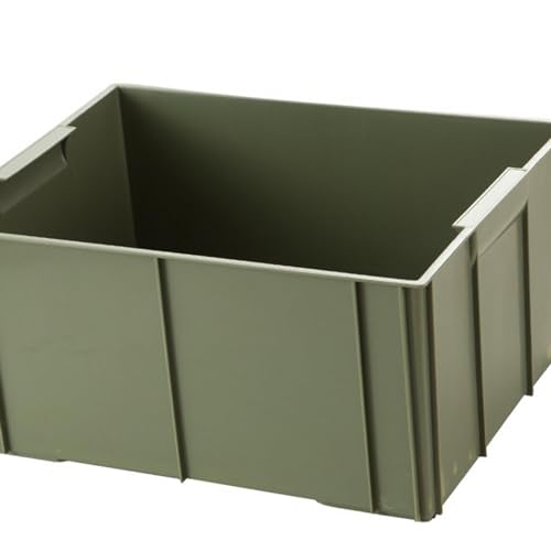 Boîte de rangement plastique PP vert bac utilitaire empilable avec couvercle maison