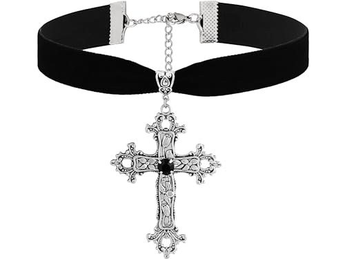 Sacina Gothic Cross Choker, Black Choker, Velvet Choker, Gothic Choker, Goth Choker, Gothic Necklace, Costume Jewelry, Christmas Jewelry Gift for Women