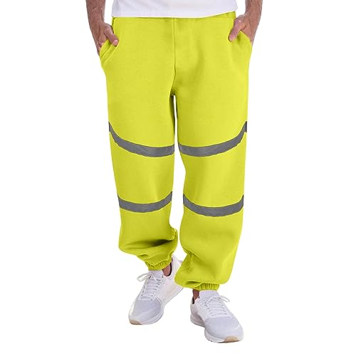 Pantalones de trabajo Hombre de alta visibilidad Pantalones Hombre Impermeable Reflectante Pantalones Astillero Cintura Elástica Ciclismo Senderismo Jogging Pantalones Baggy Amplios de Seguridad