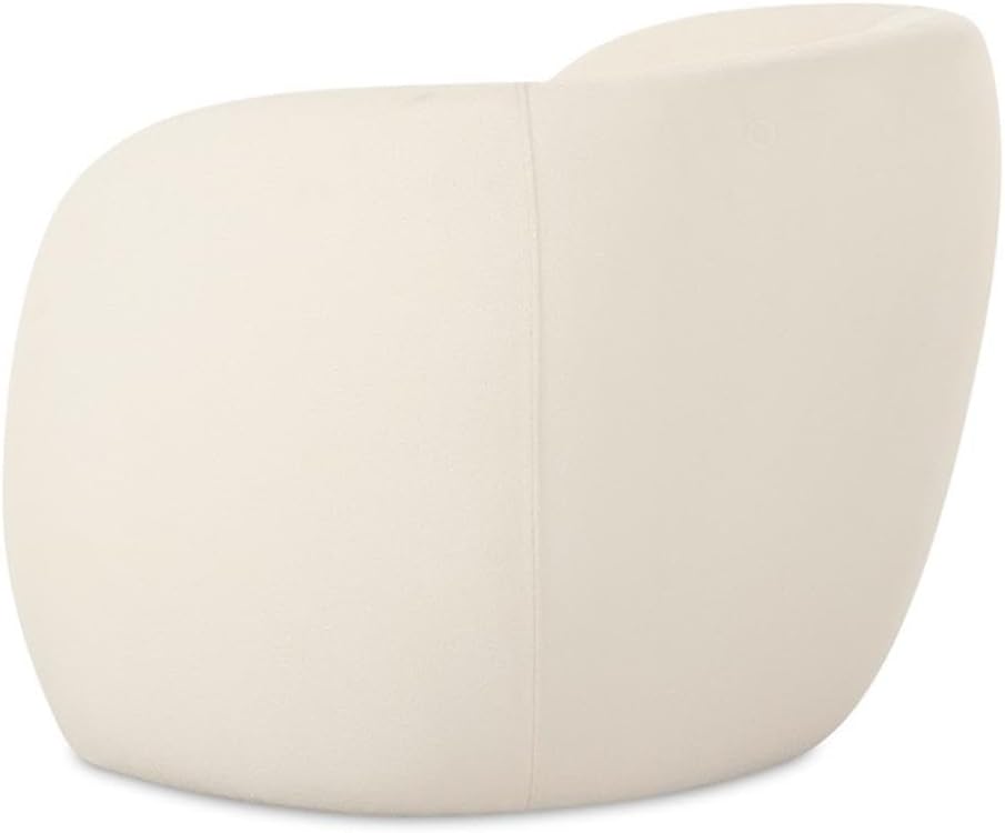 Pemberly Row Modern Outdoor Accent Chair, Cream Water-Resistant Fabric, Foam Cushions, Plywood Frame, Plastic Legs, Rounded Silhouette, Durable All-Weather Chair for Patio or Outdoor Lounge Use