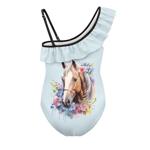 Image of Girls One Piece Swimsuits Size 3-14 Trendy Ruffle Bathing Suit Casual Hawaiian Summer Beach Swimwear