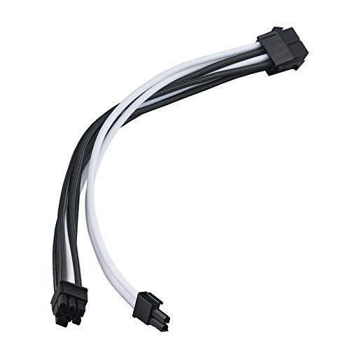 Cable extensor de alimentación PCI-E Silverstone SST-PP07E-PCIBW trenzado negro y blanco 25cm 2