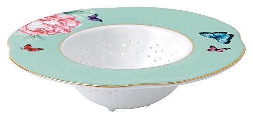 Royal Albert Blessings Collection Tea Strainer, 4.5 x 4.5 x 1.2 13.5 ounce, Sage green with a floral print