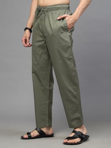 Image of Majestic Man Comfort Fit Solid Cotton Casual Lounge Pyjama with Elastic Waist, Drawstring & Zip Closure
